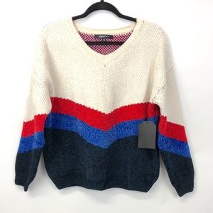 Cozy knit sweater chenille striped